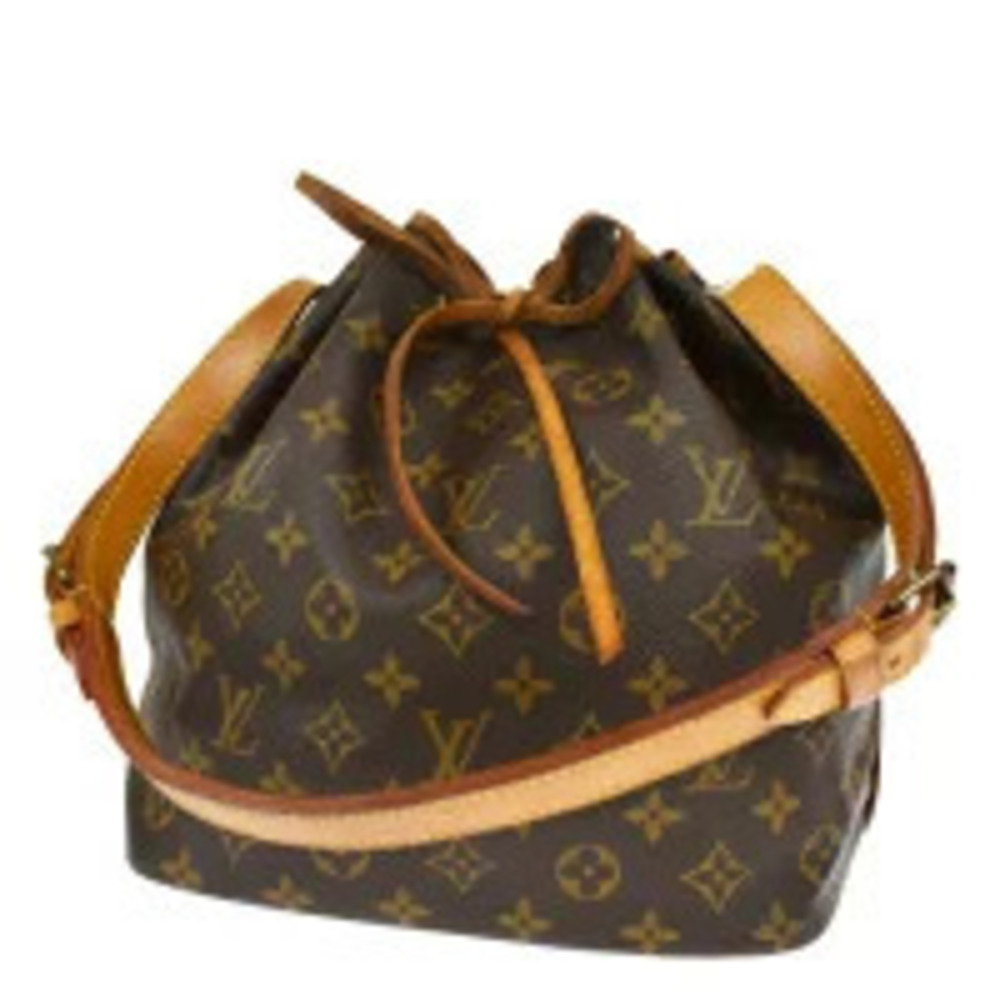 Louis Vuitton Drawstring Monogram Leather Shoulder Bag Brown
